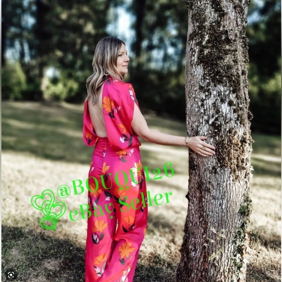 NWT. Zara Pink Satin Effect Flowers Print Sleeveless Jumpsuit. Size XS - Picture 10 of 14